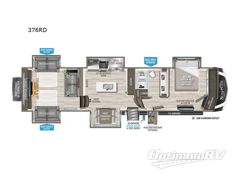 2024 Grand Design Solitude 376RD RV Floorplan Photo