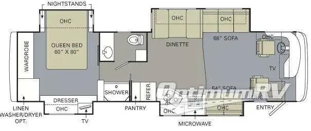 2009 Monaco Cayman 37 PBQ RV Floorplan Photo