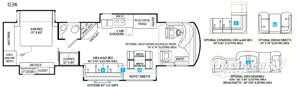 2017 Thor Venetian G36 RV Floorplan Photo