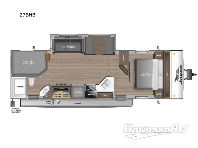 2024 Jayco Jay Feather 27BHB RV Floorplan Photo