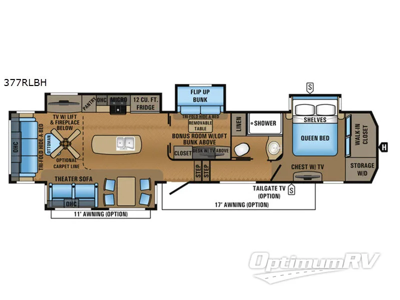 2017 Jayco North Point 377RLBH RV Floorplan Photo