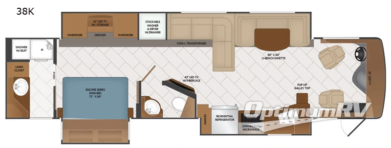 2019 Fleetwood Pace Arrow LXE 38K RV Floorplan Photo