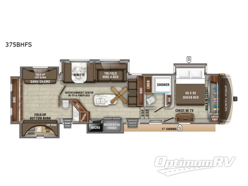 2019 Jayco North Point 375BHFS RV Floorplan Photo