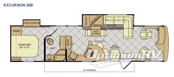 2014 Fleetwood Excursion 35B Floorplan Photo