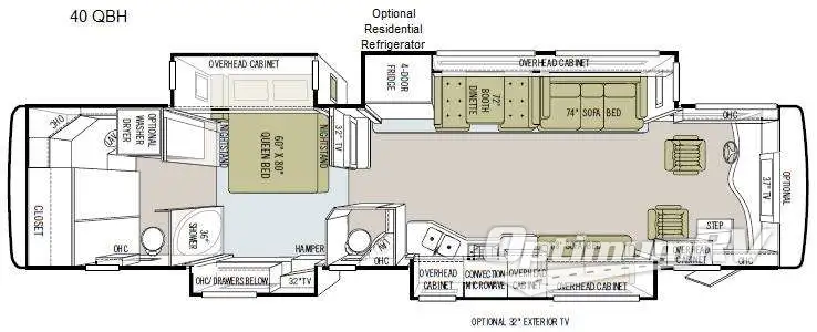 2012 Tiffin Phaeton 40 QBH RV Floorplan Photo
